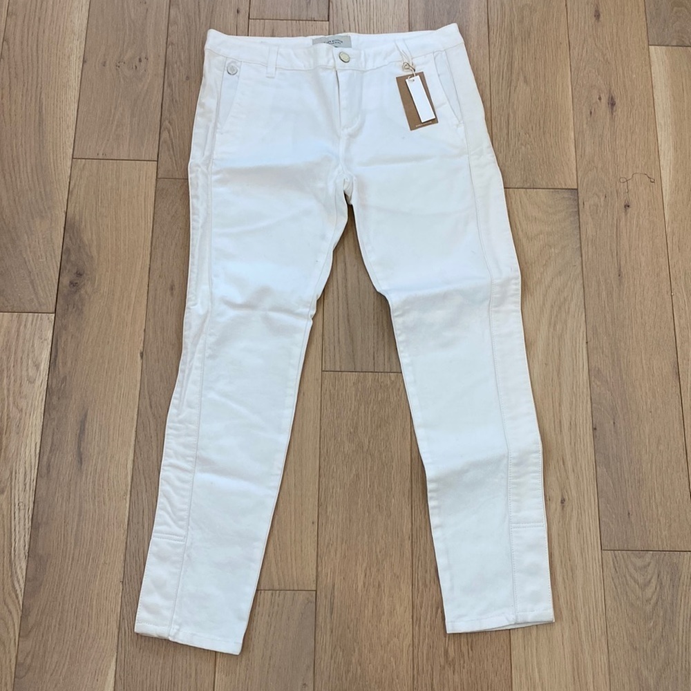 NWT Madison Scotch By Scotch and Soda White Denim Jeans leather side detail